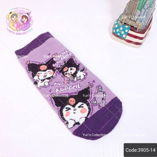 [3905-14] Cotton Socks 19cm / Kuromi *Purple*