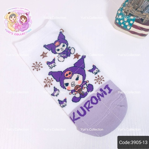 [3905-13] Cotton Socks 19cm / Kuromi *White*