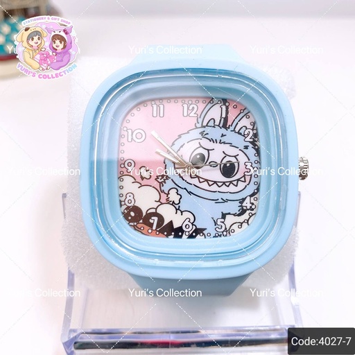 [4027-7] Square Watch \ Labubu *Blue&Pink*