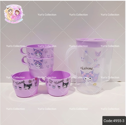 [3955-3] Stackable Mug With 4 Small Cup \ Kuromi 