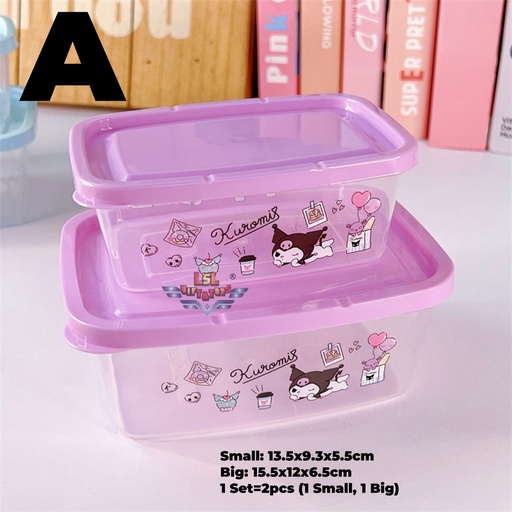 [4413-1] Lunch Snack Box Food Container 2-in-1 \ Kuromi 