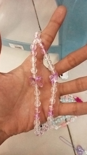 [4273-8] Beaded Phone Strap Keychain \ Bling Bling Purple 