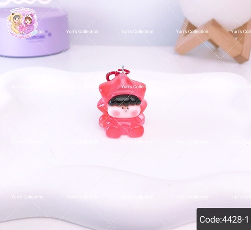 [4428-1] Glow In The Dark Wishing Star Keychain / RED
