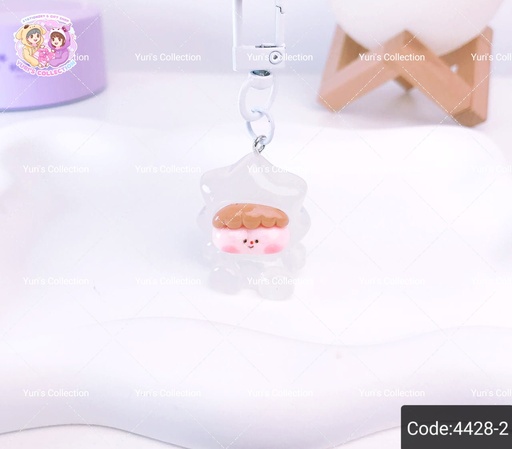 [4428-2] Glow In The Dark Wishing Star Keychain / White 