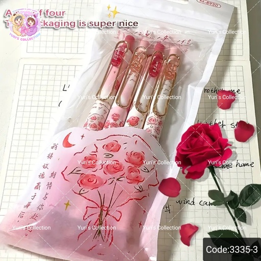[3335-3] Floral Pen Pink (4pcs) 