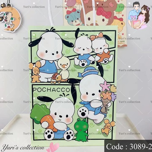 [3089-2] Sanrio Paper Bag / Pochacco *Green*
