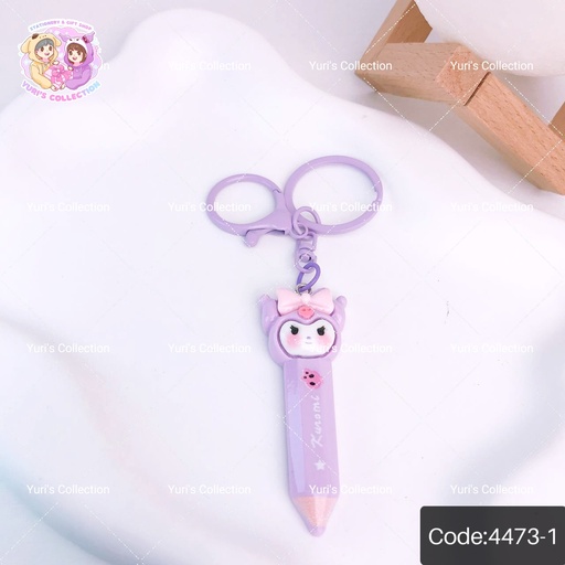 [4473-1] Pencil Shape Pin Keychain / Kuromi 