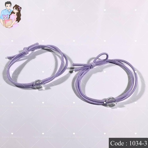 [1034-3] Elastic Hair Ties Bands "White,Purple"