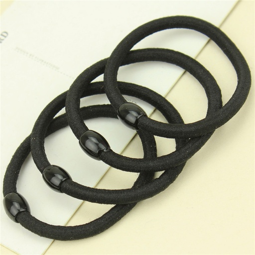[283] Elastic Hair Ties With Beads "Black"