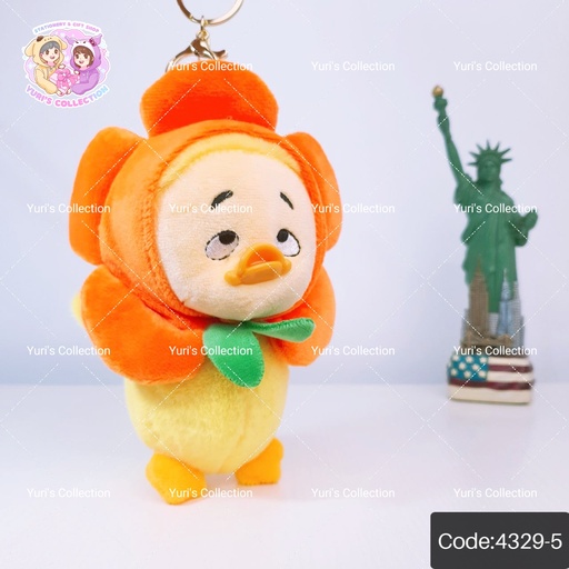 [4329-5] Upset Duck Plush Keychain "Orange"
