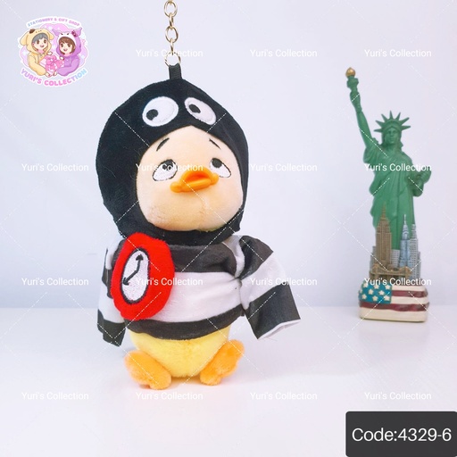 [4329-6] Upset Duck Plush Keychain "Jail Prisoner"