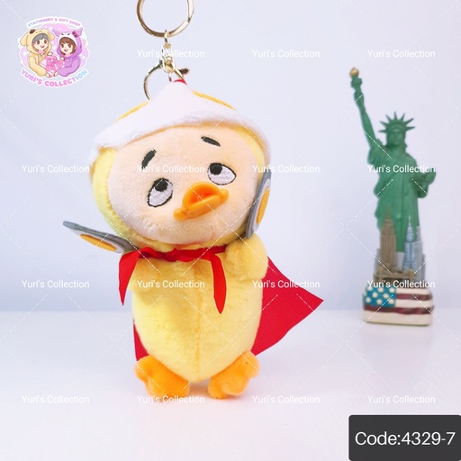[4329-7] Upset Duck Plush Keychain "Red"