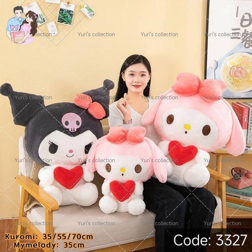 [3327-1] Kuromi Heart Plushie (35cm)