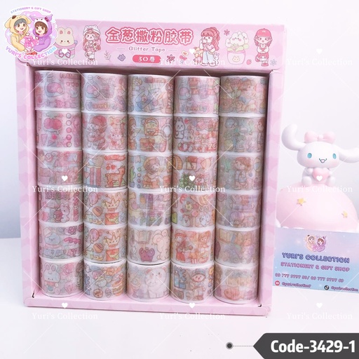 [3429-1] Glitter Tape 30 pcs \ Girl (Pink)
