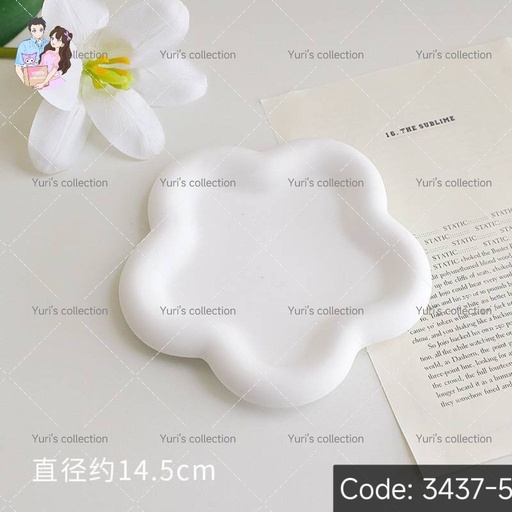 [3437-5] Aesthetic Plate (white flower)