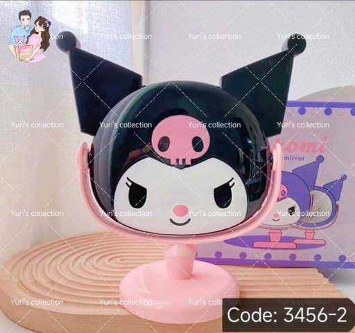 [3456-2] Black & Pink Stand Mirror \ KM