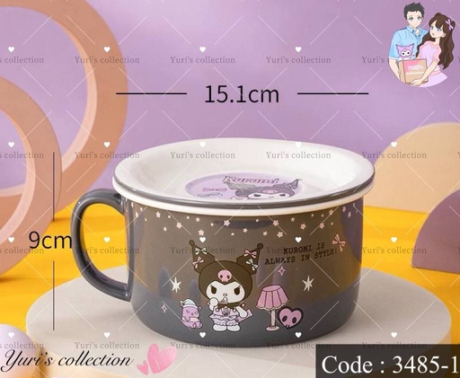[3485-1] License Ceramic Noddle Bowl With Plate \ KM 