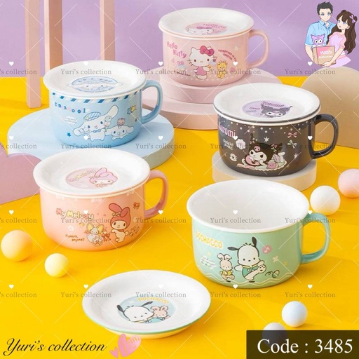 [3485-3] License Ceramic Noddle Bowl With Plate \ CM