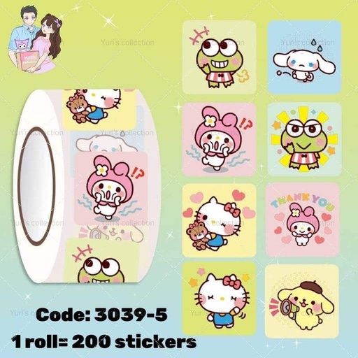 [3039-5] Sticker Roll \ Sanrio (200pcs)