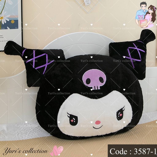 [3587-1] Kuromi Head Plushie (L)
