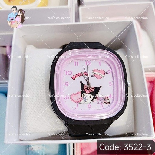 [3522-3] Kuromi Black Square Watch