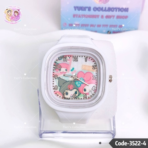 [3522-4] Kuromi & MyMelody Square Watch \ White