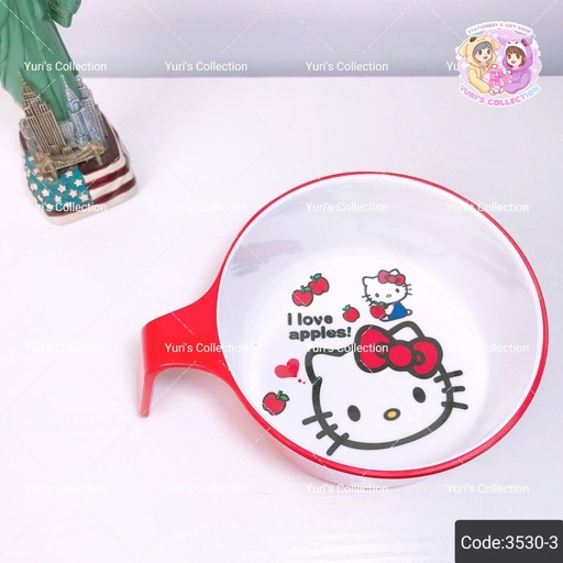 [3530-3] Baby Meal Bowl With Handle \ Hello Kitty (Red)