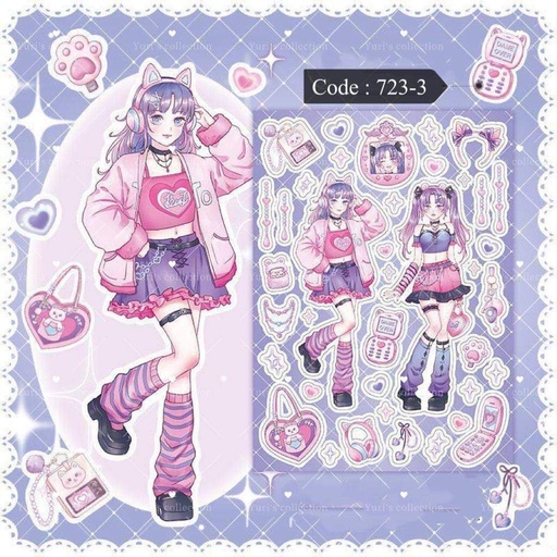 [723-3] Sweet Heart Angel Sticker \ *Purple*