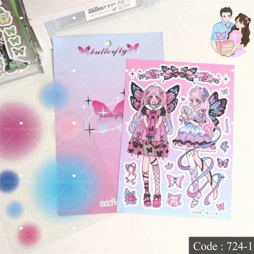 [724-1] Sticker \ *Girl Butterfly* 