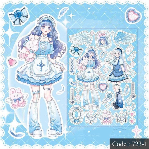 [723-1] Sweet Heart Angel Sticker \ *Blue*