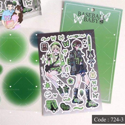 [724-3] Sticker \ *Girl Baseball*