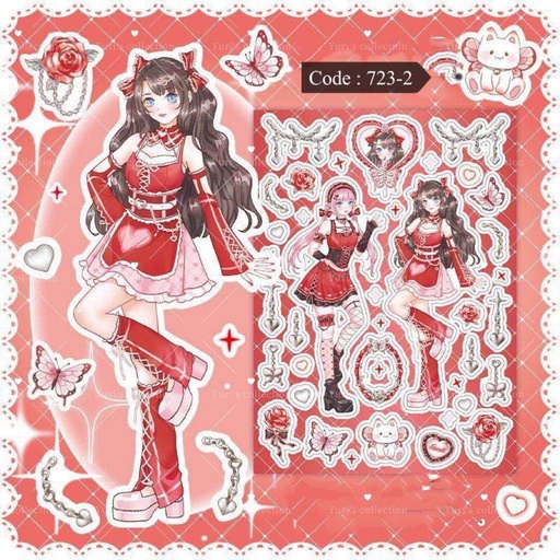 [723-2] Sweet Heart Angel Sticker \ *Red*