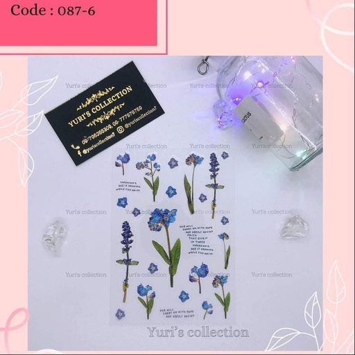 [087-6] Flower Sticker \ *Blue*