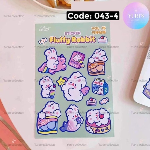 [043-4] Sticker \ Fluffy Rabbit