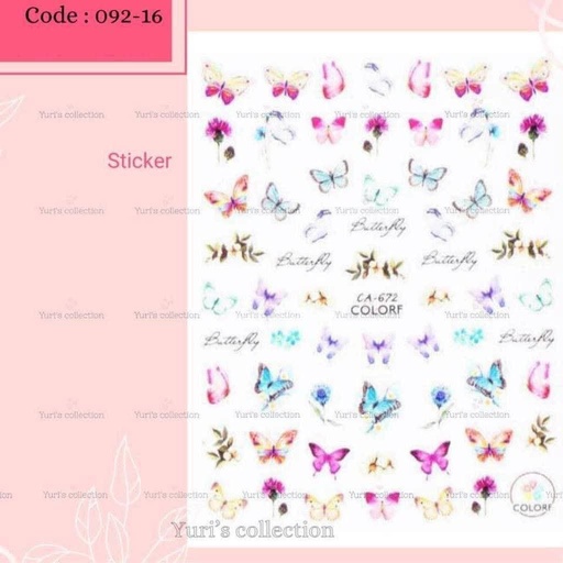 [092-16] Bling Sticker \ Butterfly *Colorful*