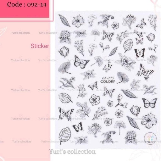 [092-14] Bling Sticker \ Butterfly *Black*
