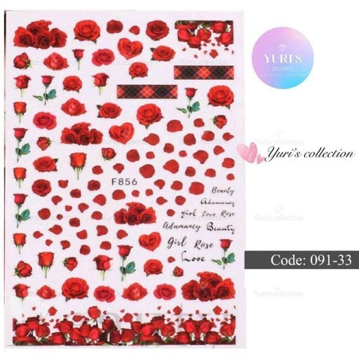 [091-33] Bling Sticker \ Flower *Red*