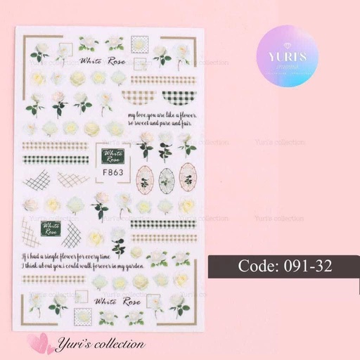 [091-32] Bling Sticker \ Flower *White*