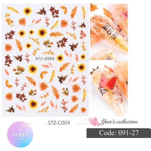 [091-27] Bling Sticker \ Leaf *Yellow*
