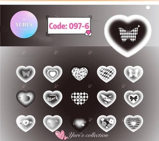 [097-6] Sticker Pack \ Heart *Black*