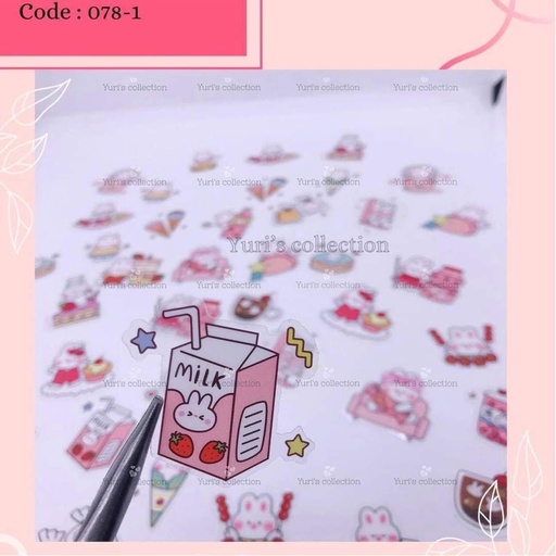[078-1] RosyPosy Sticker Bunny Sticker Pack *Pink*