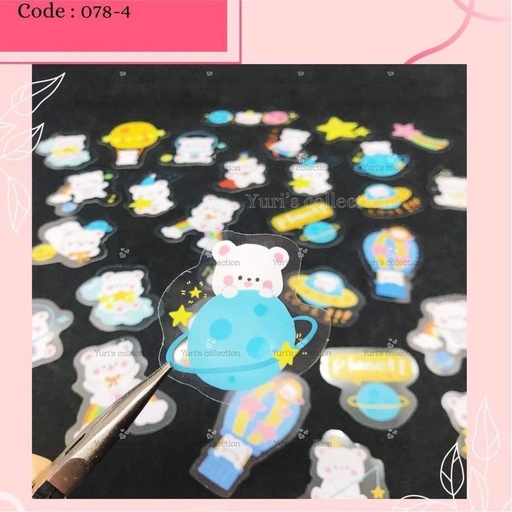 [078-4] RosyPosy Sticker \ Bear Sticker Pack *Blue*
