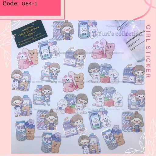 [084-1] Telado Sticker \ Girl Sticker Pack Purple *24pcs*