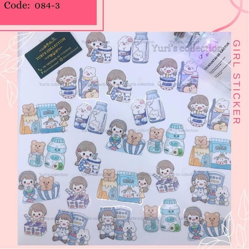 [084-3] Telado Sticker \ Girl Sticker Pack Blue *24pcs*
