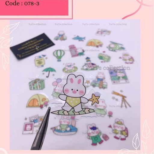 [078-3] RosyPosy Sticker \ Bunny Sticker Pack *Green*