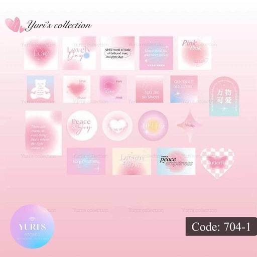[704-1] Star River Of Heart Sticker Pack \ *Pink*