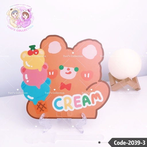 [2039-3] Cute Design Fan \ Cream Bear 