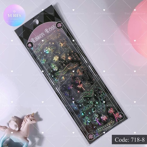 [718-8] Ribbon Rose sticker