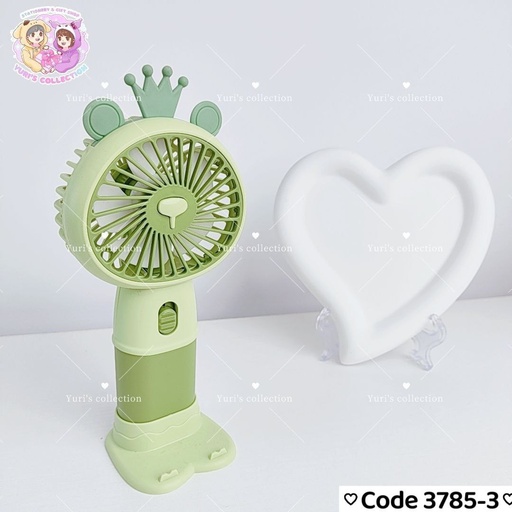[3785-3] Battery Fan Green \ Bear Crown 