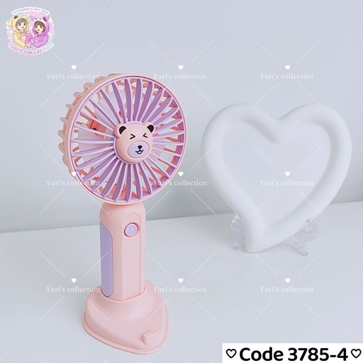 [3785-4] Battery Fan With Piepe (Pink) \  Bear Face 